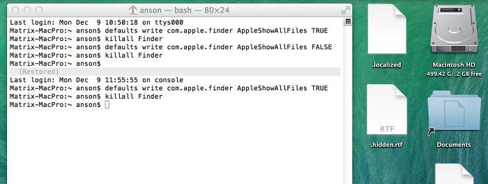 Mac OS skjulte filer