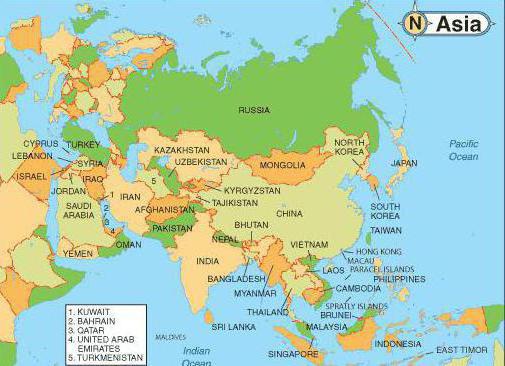 Landene i Asia og deres hovedstader, kjent over hele verden